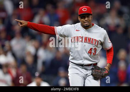 Cincinnati Reds' Tyler Stephenson bats against the Cleveland Guardians  during the fourth inning of a baseball game, Tuesday, May 17, 2022, in  Cleveland. (AP Photo/Ron Schwane Stock Photo - Alamy