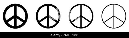 Peace symbols set. Black Peace symbols on white background. Vector illustration. Conceptual icon Stock Vector