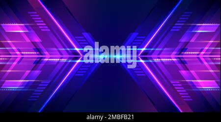 Abstract modern technology futuristic concept high speed movement blue arrows geometric stripe lines with lighting effect on dark background. Vector i Stock Vector