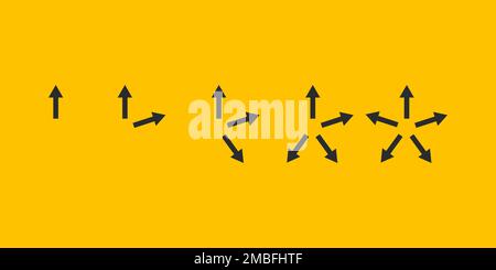 Arrows in different directions, evolution logo, change metaphor, coaching sign, new life vector symbol, transform concept Stock Vector