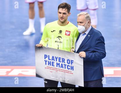 Krakow, Poland. 20th Jan, 2023. Mateusz Kornecki, player of the match during IHF MenÕs World Championship match between Montenegro and Poland on January 20, 2023 in Krakow, Poland. (Photo by PressFocus/Sipa USA) Credit: Sipa USA/Alamy Live News Stock Photo