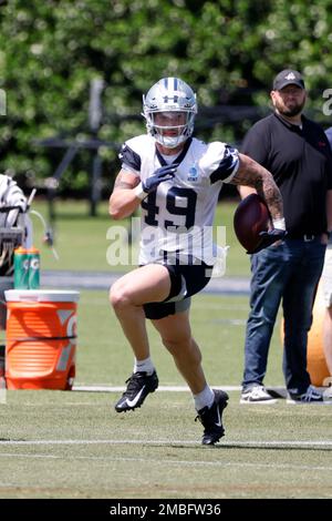 Dallas Cowboys tight end Peyton Hendershot (49) runs after a