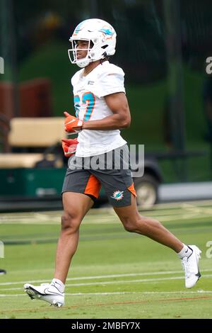 Miami Dolphins wide receiver Erik Ezukanma (18) does drills during practice  at the NFL football team's training facility, Tuesday, June 6, 2023, in  Miami Gardens, Fla. (AP Photo/Lynne Sladky Stock Photo - Alamy