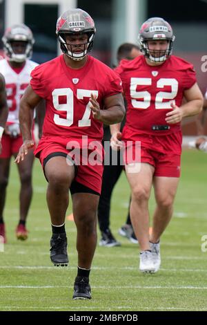 Tampa Bay Buccaneers defensive lineman Mike Greene at the NFL football  team's rookie training minicamp practice Friday, May 13, 2022, in Tampa,  Fla. (AP Photo/Chris O'Meara Stock Photo - Alamy