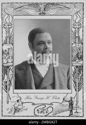 Hon. George H. White [recto], 1902. George Henry White, African-American attorney, banker and politician. From a 'cyclopedia of thought on the vital topics relating to' black Americans. Stock Photo