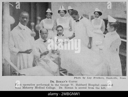 Dr. Roman's clinic; First Operation performed in the George W. Hubbard Hospital connected with Meharry Medical College; Dr. Roman is second from the left; Photo by Lay Brothers, Nashville, Tenn., 1922. Stock Photo