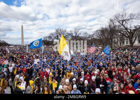 Washington DC, USA. 20th Jan, 2023. Washington, DC - January 20, 2023: Thousands gathered on the National Mall in Washington, DC to take part in the 50th annual March for Life, marking the first time the march has taken place after the overturning of Roe v. Wade. (Photo by Kyle Anderson/Sipa USA) Credit: Sipa USA/Alamy Live News Stock Photo