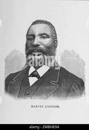Harvey Johnson, 1887. African-American pastor and civil rights activist. From &quot;Men of Mark: Eminent, Progressive and Rising&quot; by William J. Simmons. Stock Photo