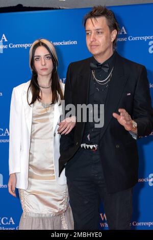 Julian Casablancas and Kaya Nichols poses for photographers as they
