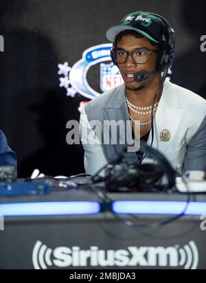 IMAGE DISTRIBUTED FOR SIRIUSXM - New York Jets first-round pick Jermaine  Johnson visits SiriusXM NFL Radio