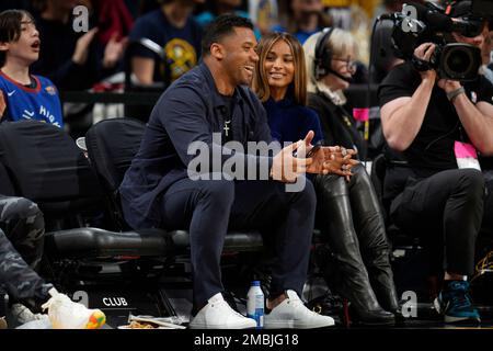 Denver Nuggets quarterback Russell Wilson and his wife, rap star