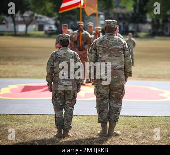 On the Finance Corps 247th birthday, the 25th DSB stood up the 125th Finance Battalion. Leading the new Battalion is LTC Leviticus D. Pope who assumed command of the battalion in conjunction with the activation.  The support of this new battalion increases our capabilities in all aspects, and allows us to plan and synchronize operations in the joint division and core operation areas. Mahalo, and welcome back! Stock Photo