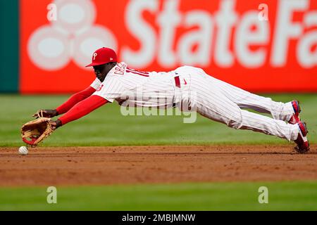 Philadelphia Phillies' Didi Gregorius plays during a baseball game,  Thursday, April 28, 2022, in Philadelphia. (AP Photo/Matt Slocum Stock  Photo - Alamy