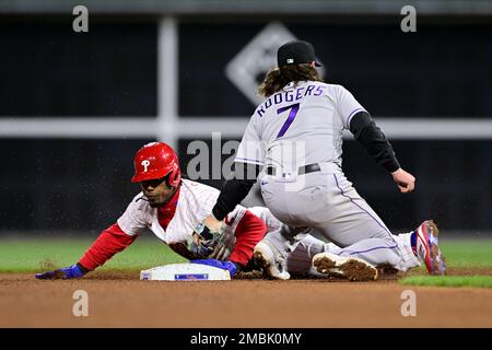 Philadelphia Phillies' Didi Gregorius plays during a baseball game,  Thursday, April 28, 2022, in Philadelphia. (AP Photo/Matt Slocum Stock  Photo - Alamy