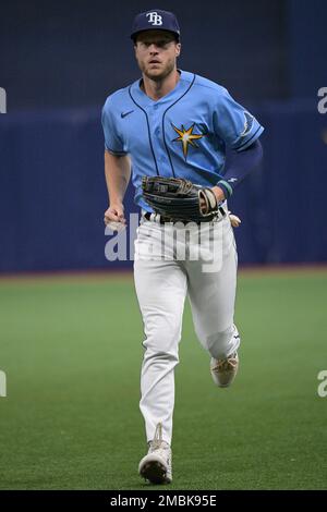 St. Petersburg, FL. USA; Tampa Bay Rays shortstop Wander Franco (5)  celebrates with center fielder Kevin Kiermaier (39) after his walk-off  homer in t Stock Photo - Alamy