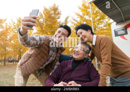 Happy three road trip Stock Photo