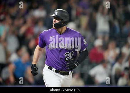 Colorado Rockies first baseman C.J. Cron (25) in the first inning of a  baseball game Wednesday, July 27, 2022, in Denver. (AP Photo/David  Zalubowski Stock Photo - Alamy