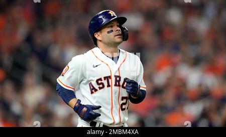 Houston Astros' Jose Altuve runs the bases after hitting a grand slam  against the Minnesota Twins during the seventh inning of a baseball game  Monday, May 29, 2023, in Houston. (AP Photo/David