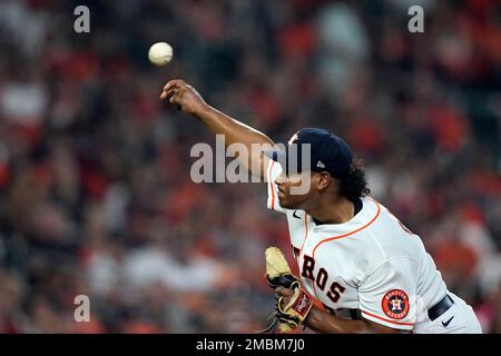 Houston Astros starting pitcher Luis Garcia (77) pitches during the second  inning of the MLB game between the Houston Astros and the Detroit Tigers on  Stock Photo - Alamy