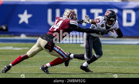 Houston Gamblers wide receiver JoJo Ward (23) runs a route during the first  half of a