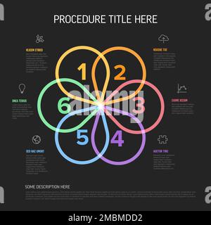 Vector dark progress six steps template cycle with descriptions, icons ...