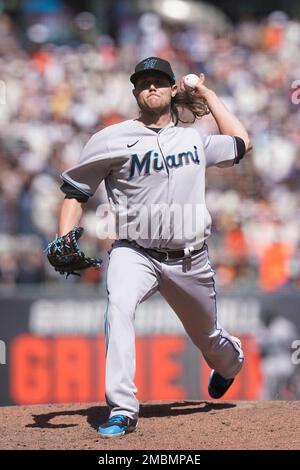 Miami Marlins pitcher Steven Okert during a baseball game against the