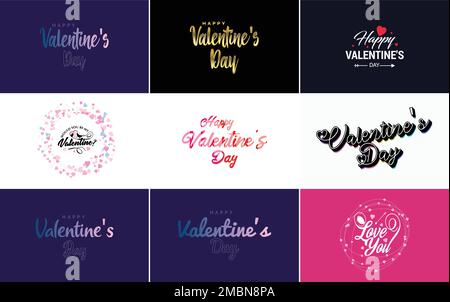 Happy Valentine's Day hand lettering calligraphy text and heart. isolated on white background vector illustration Stock Vector