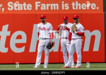 Philadelphia Phillies first baseman Alec Bohm in action during a baseball  game against the Boston Red Sox, Sunday, May 7, 2023, in Philadelphia. (AP  Photo/Laurence Kesterson Stock Photo - Alamy