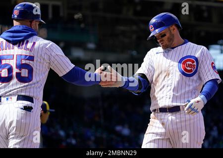 Chicago Cubs jersey's are sale at a Cubs store Monday, March 27, 2023, for  Thursday opening day baseball game between the Milwaukee Brewers and the  Cubs in Chicago. (AP Photo/Nam Y. Huh