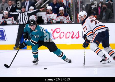 Edmonton Oilers defenseman Brett Kulak (27) plays against the Detroit Red  Wings in the second period of an NHL hockey game Tuesday, Feb. 7, 2023, in  Detroit. (AP Photo/Paul Sancya Stock Photo - Alamy