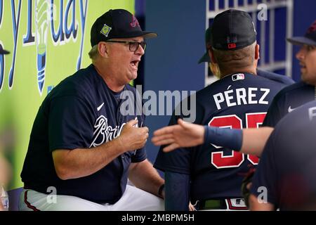 Atlanta Braves mascot Blooper (00) during a Major League Spring Training  game against the Boston Red Sox on March 7, 2021 at CoolToday Park in North  Port, Florida. (Mike Janes//Four Seam Images
