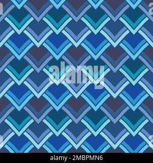 Scaled blue squares seamless vector pattern. Simplistic abstract monochrome design great for textile, scrapbook, wrapping paper, packaging Stock Vector