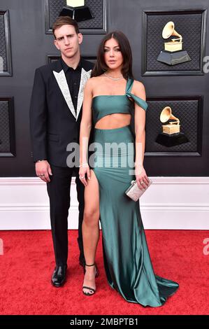 Illenium, left, and Lara McWhorter arrive at the Billboard Music Awards