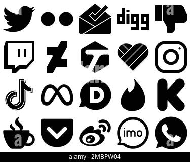 Flat Circle White Icon Set message. douyin. discord and twitch 20 Stylish  Icons Stock Vector Image & Art - Alamy