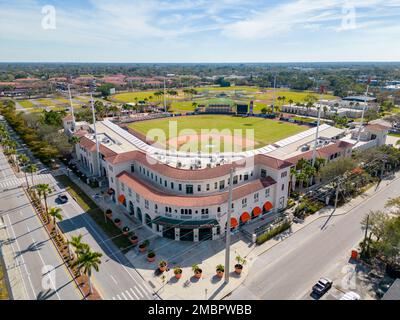 Sarasota, FL, USA - January 18, 2023: Aerial photo Ed Smith Stadium Stock Photo