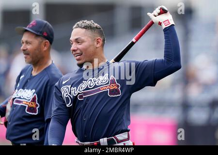 Atlanta Braves' William Contreras takes batting practice a day before the  2022 MLB All-Star baseball game, Monday, July 18, 2022, in Los Angeles. (AP  Photo/Jae C. Hong Stock Photo - Alamy