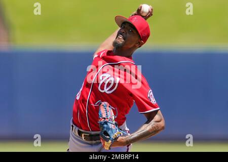 This is a 2023 photo of Carl Edwards Jr. of the Washington Nationals  baseball team. This image reflects the Nationals active roster as of  Friday, Feb. 24, 2023, when this image was