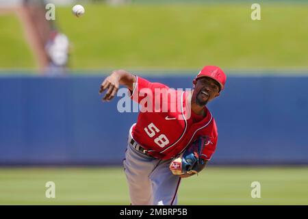 This is a 2023 photo of Carl Edwards Jr. of the Washington Nationals  baseball team. This image reflects the Nationals active roster as of  Friday, Feb. 24, 2023, when this image was