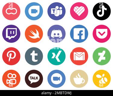 Flat Circle White Icon Set message. douyin. discord and twitch 20 Stylish  Icons Stock Vector Image & Art - Alamy