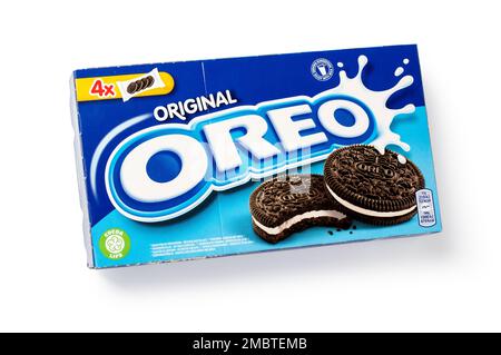 Chisinau, Moldova August 10, 2019:A package of Original Oreo chocolate sandwich cookies on an isolated background Stock Photo