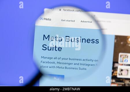 Ostersund, Sweden - Dec 28, 2022: Meta Business Suite website. Meta Platforms, Inc owns Facebook, Instagram, and WhatsApp, among other products and se