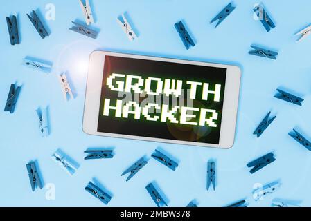 Conceptual display Growth Hacker. Word Written on generally to acquire as many users or customers as possible Stock Photo