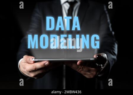 Sign displaying Data Modeling. Business showcase process of transferring data between data storage systems Stock Photo