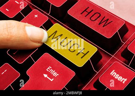 Conceptual display How Much. Word for ask about the amount or cost of something What amount or price Stock Photo