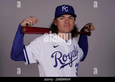 This is a 2022 photo of Nick Pratto of the Kansas City Royals baseball team  taken Sunday, March 20, 2022, in Surprise, Ariz. (AP Photo/Charlie Riedel  Stock Photo - Alamy