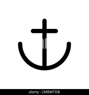 Anchor line icon isolated on white background. Black flat thin icon on modern outline style. Linear symbol and editable stroke. Simple and pixel perfe Stock Vector
