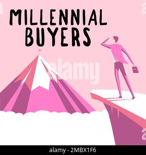 Handwriting text Millennial Buyers. Concept meaning Type of consumers that are interested in trending products Stock Photo