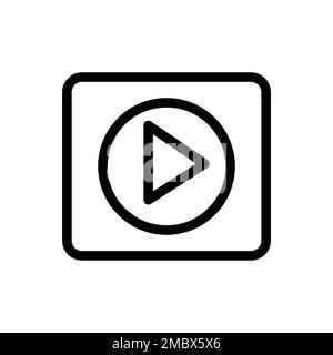 Play button line icon isolated on white background. Black flat thin icon on modern outline style. Linear symbol and editable stroke. Simple and pixel Stock Vector
