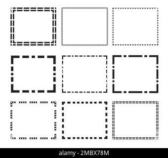Blank Square Shaped Frame Border Vintage Design Set Illustration In Black Color Stock Vector