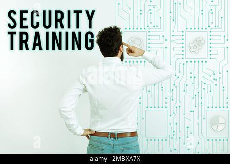 Text caption presenting Security Training. Business approach providing security awareness training for end users Stock Photo